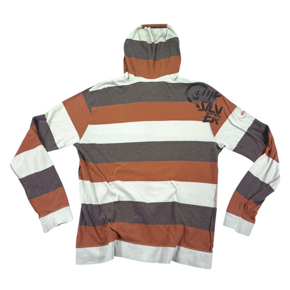 Y2K Quicksilver Hoodie Men's LARGE Full Zip Embroidered Surf Striped